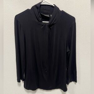 Black Twist-Neck Long Sleeve Knit Top – Size M
